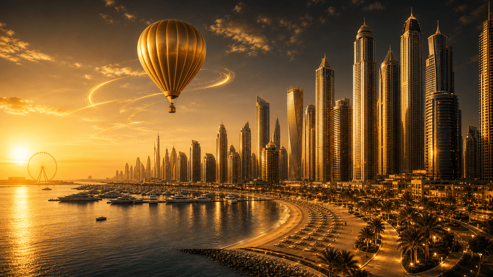 Golden Dubai Marina trip background